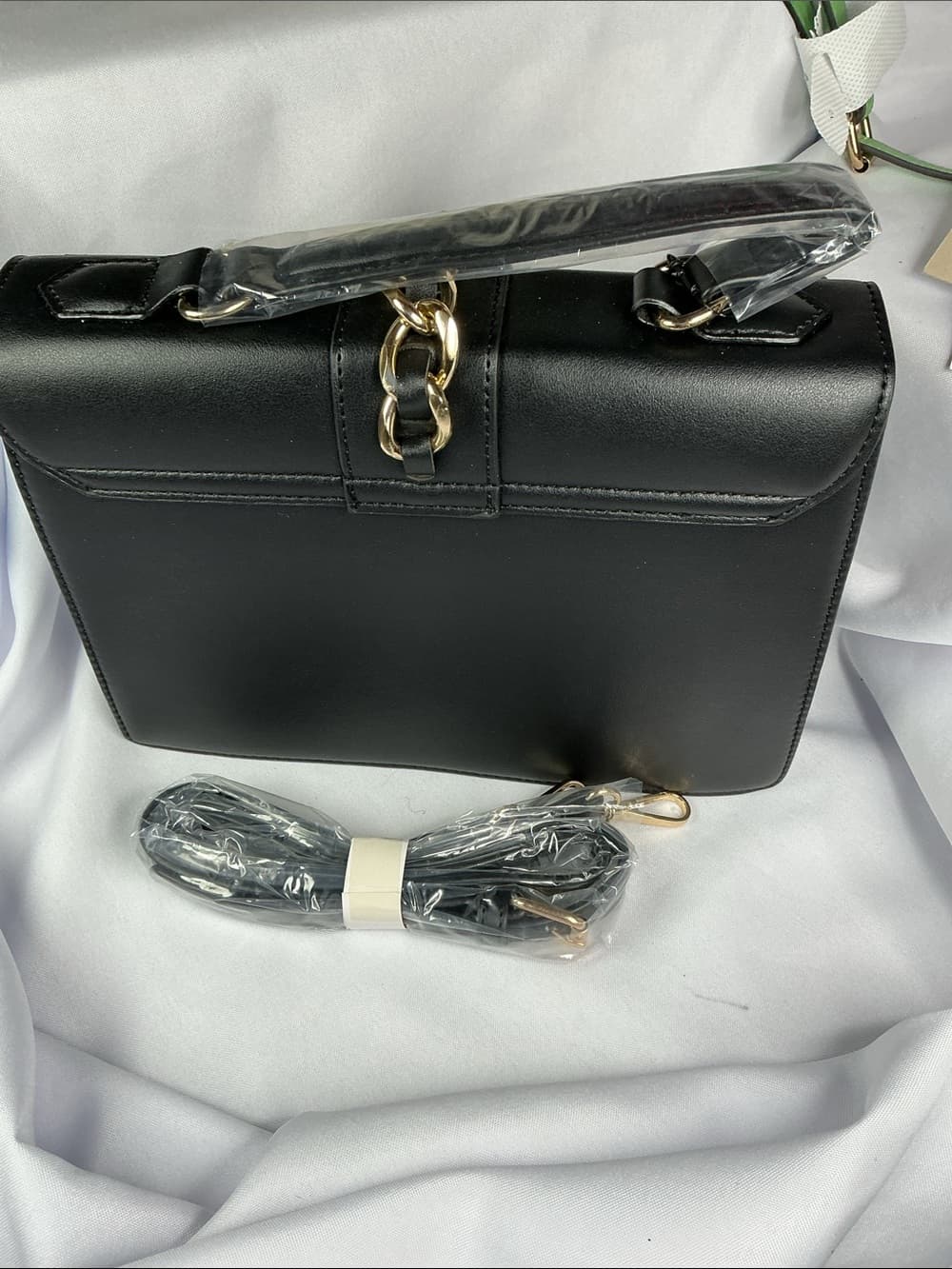 ⭐ Badgley Mischka Black Studded Vegan Leather Crossbody Satchel NWT - Thumbnail 4