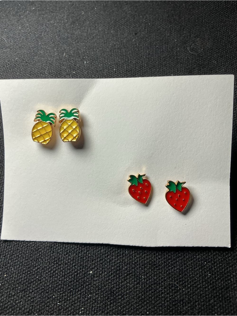 ★ Fruit Stud Earrings Set Pineapple & Strawberry Enamel Earrings