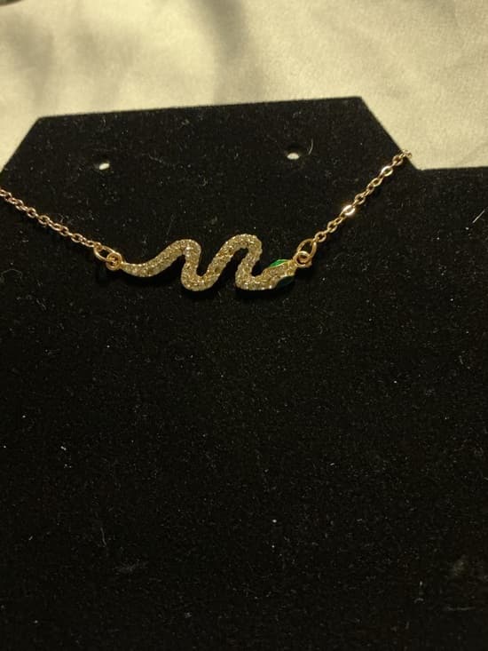 Gold Snake Bracelet Rhinestone Serpent Green Eye Adjustable - Thumbnail 4