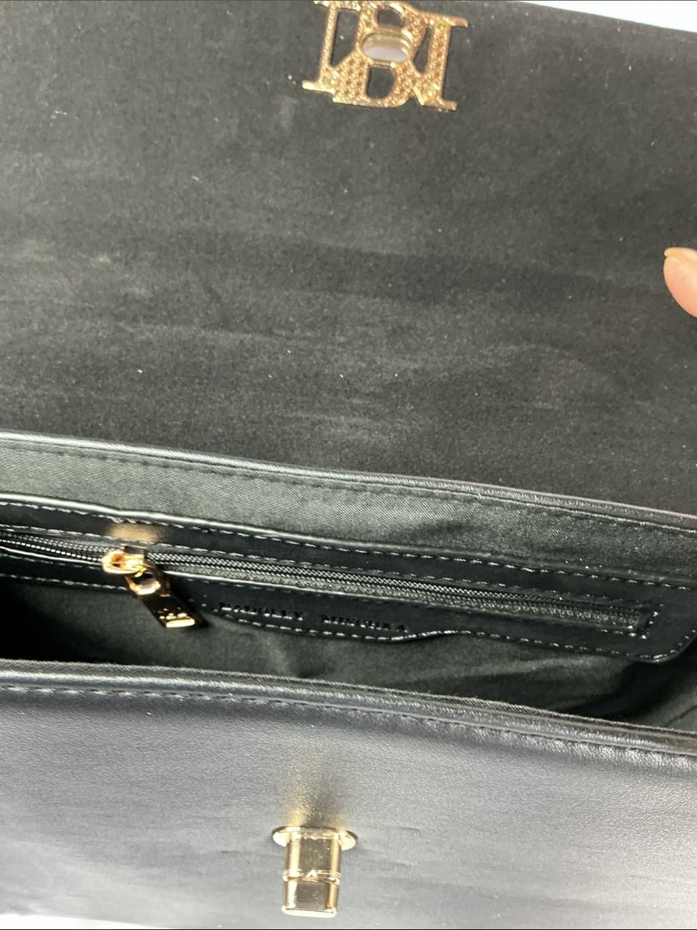 ⭐ Badgley Mischka Black Studded Vegan Leather Crossbody Satchel NWT - Thumbnail 6