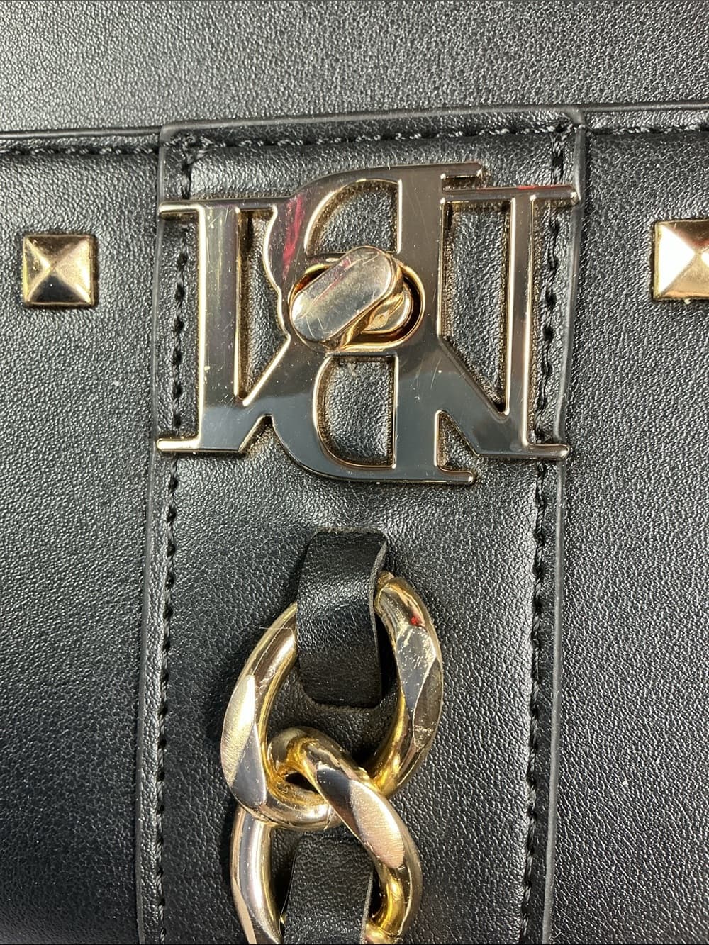 ⭐ Badgley Mischka Black Studded Vegan Leather Crossbody Satchel NWT - Thumbnail 5