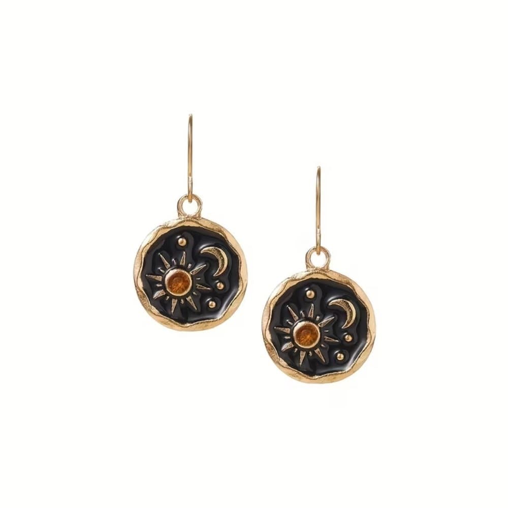 Elegant Gold and Black Floral Earrings