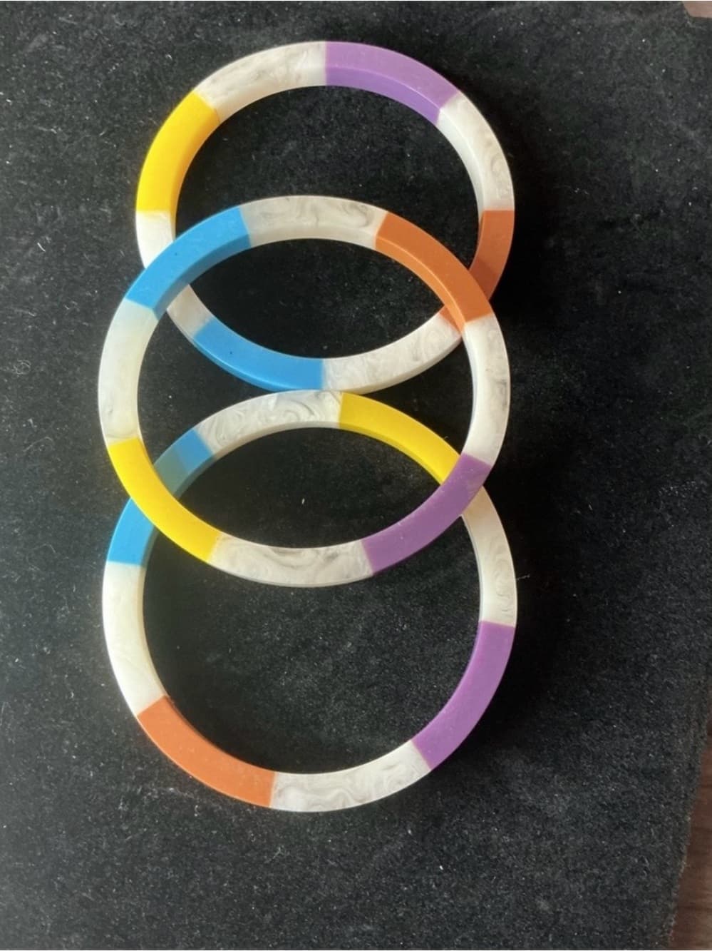 ⭐ Colorblock Resin Bangle Bracelet Set Bright Retro Stackable Boho Chic