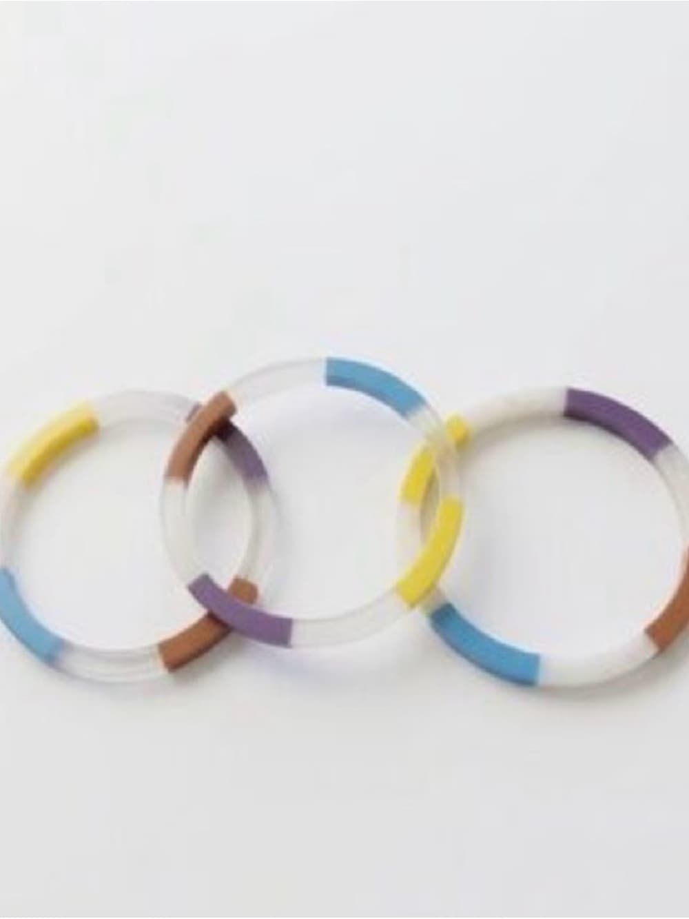 ⭐ Colorblock Resin Bangle Bracelet Set Bright Retro Stackable Boho Chic - Thumbnail 7