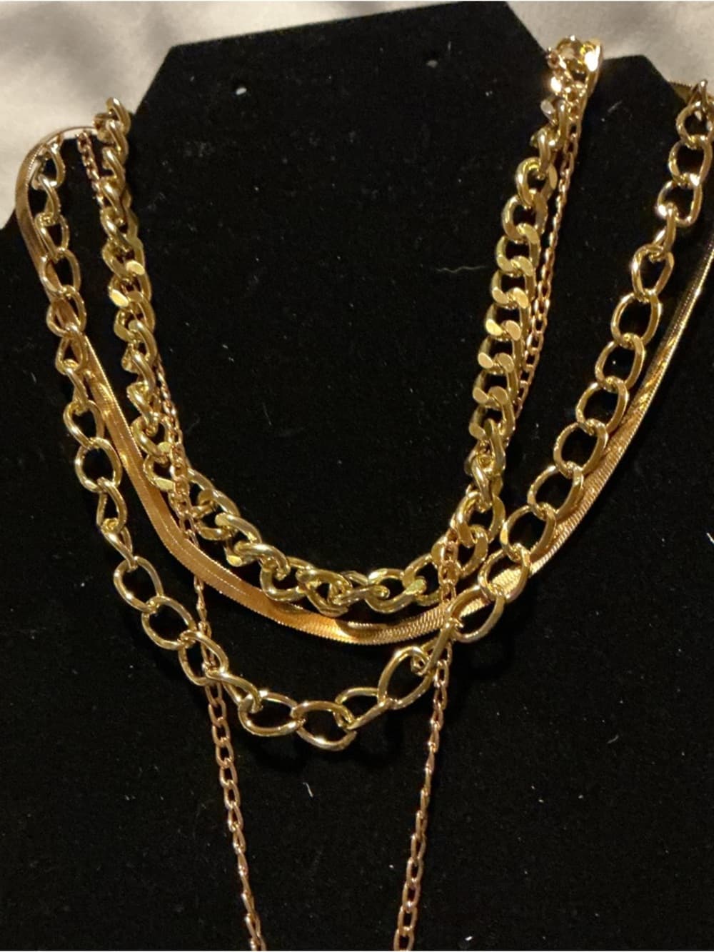 Gold Tone Layered Chain Necklace Sun Pendant Multi Chain Statement - Thumbnail 4