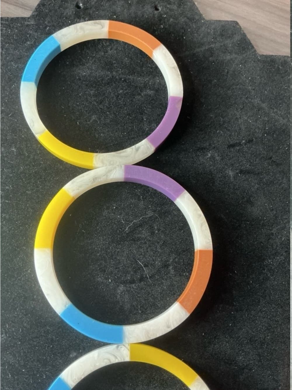 ⭐ Colorblock Resin Bangle Bracelet Set Bright Retro Stackable Boho Chic - Thumbnail 5