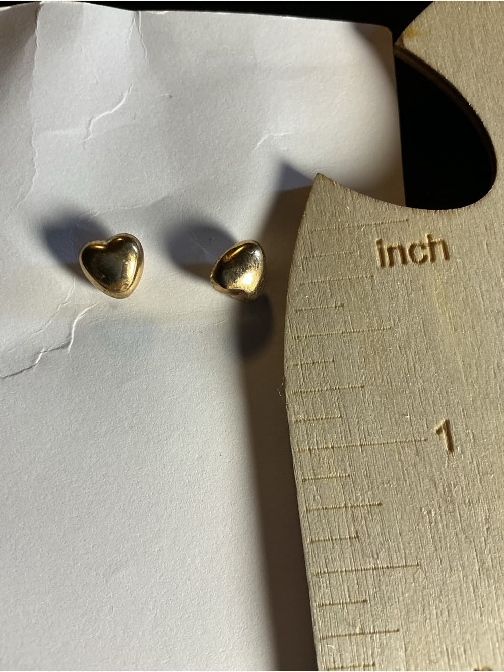 💛 Gold Tone Puffy Heart Stud Earrings Minimalist Love Jewelry - Thumbnail 3