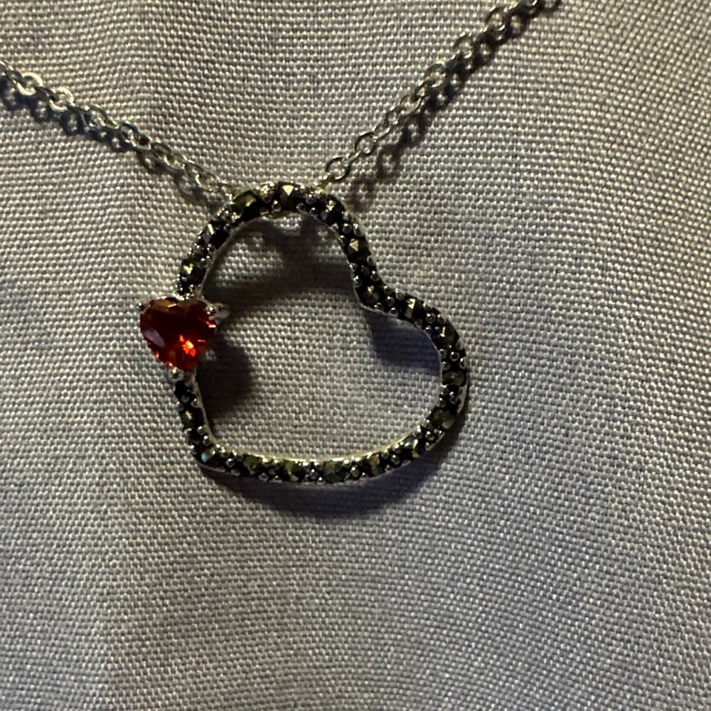 Silver and Red Pendant Necklace