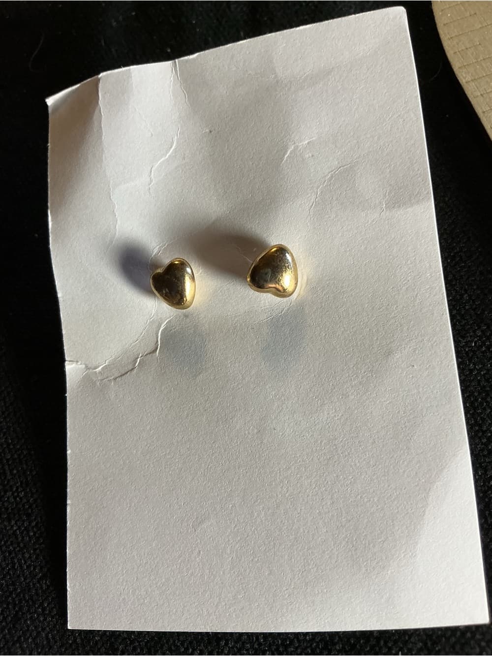 💛 Gold Tone Puffy Heart Stud Earrings Minimalist Love Jewelry