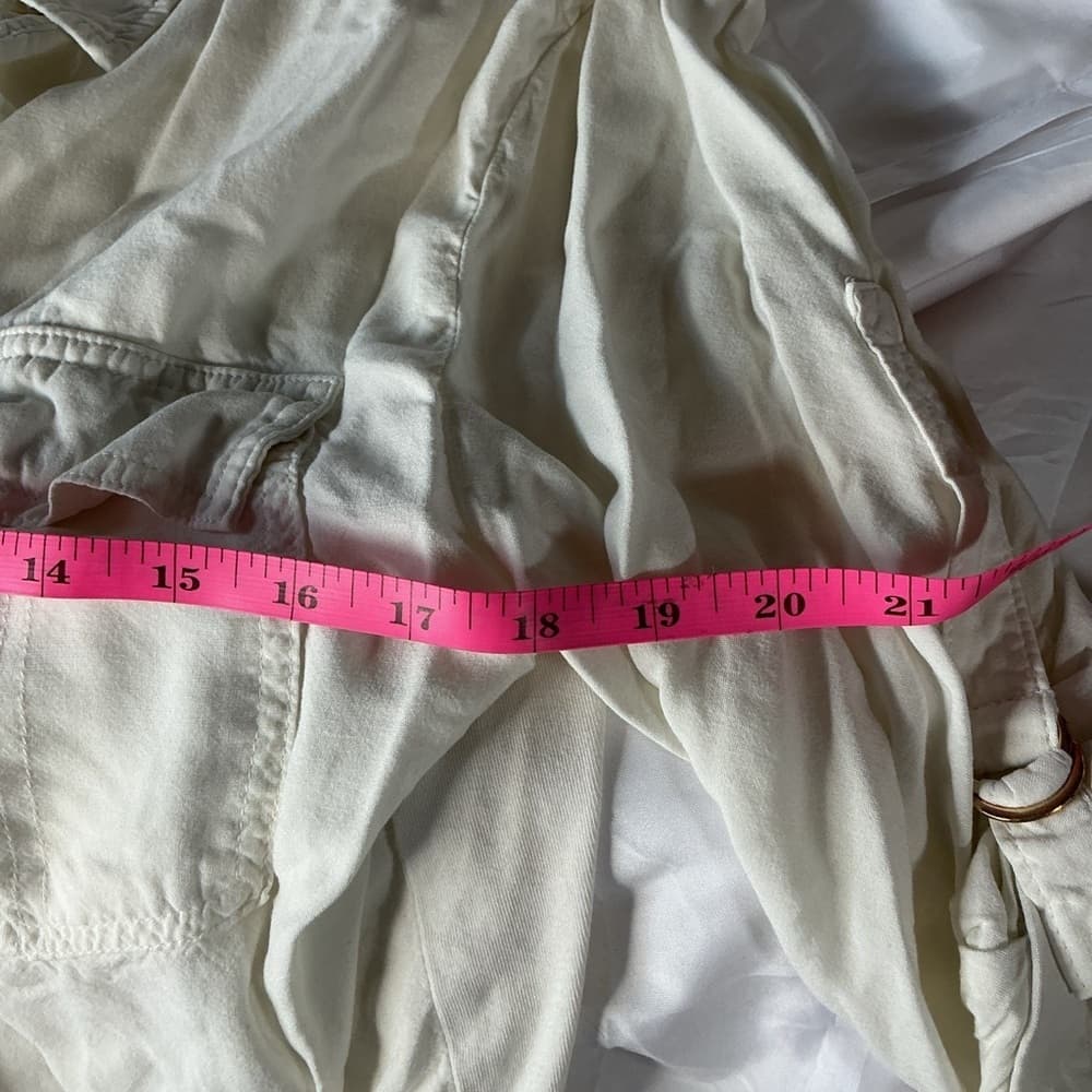 ★ A New Day Cream Utility Button Front Roll Tab Shirt Womens Medium - Thumbnail 6