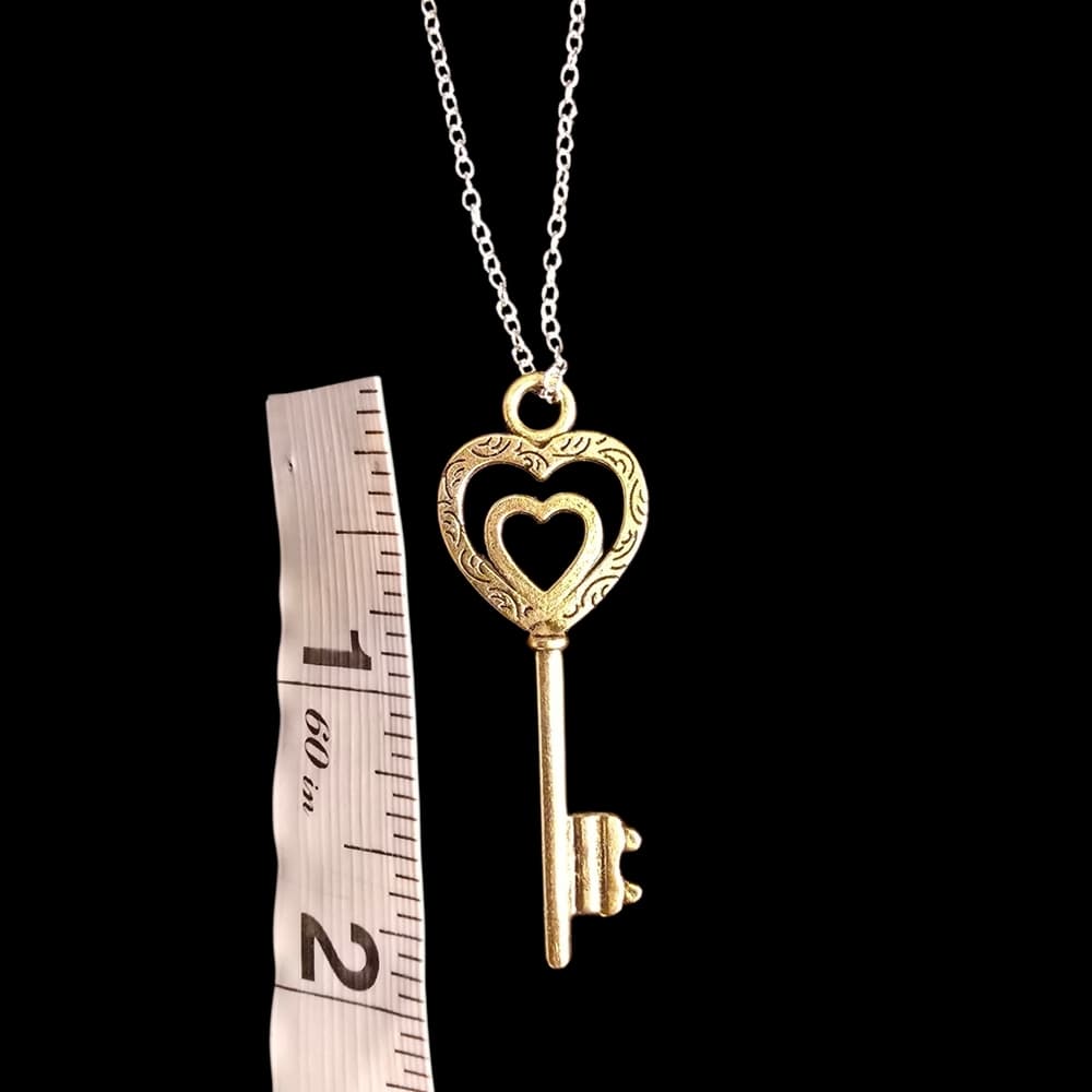 Heart Key Necklace 💛 Unlock Love Minimalist Gold Pendant - Thumbnail 2
