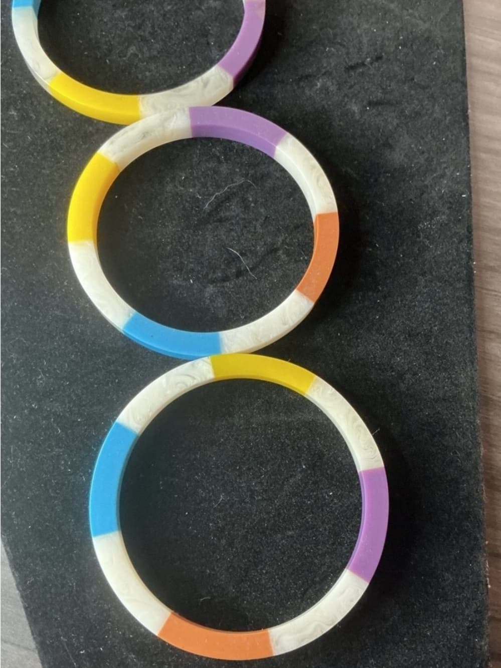 ⭐ Colorblock Resin Bangle Bracelet Set Bright Retro Stackable Boho Chic - Thumbnail 6