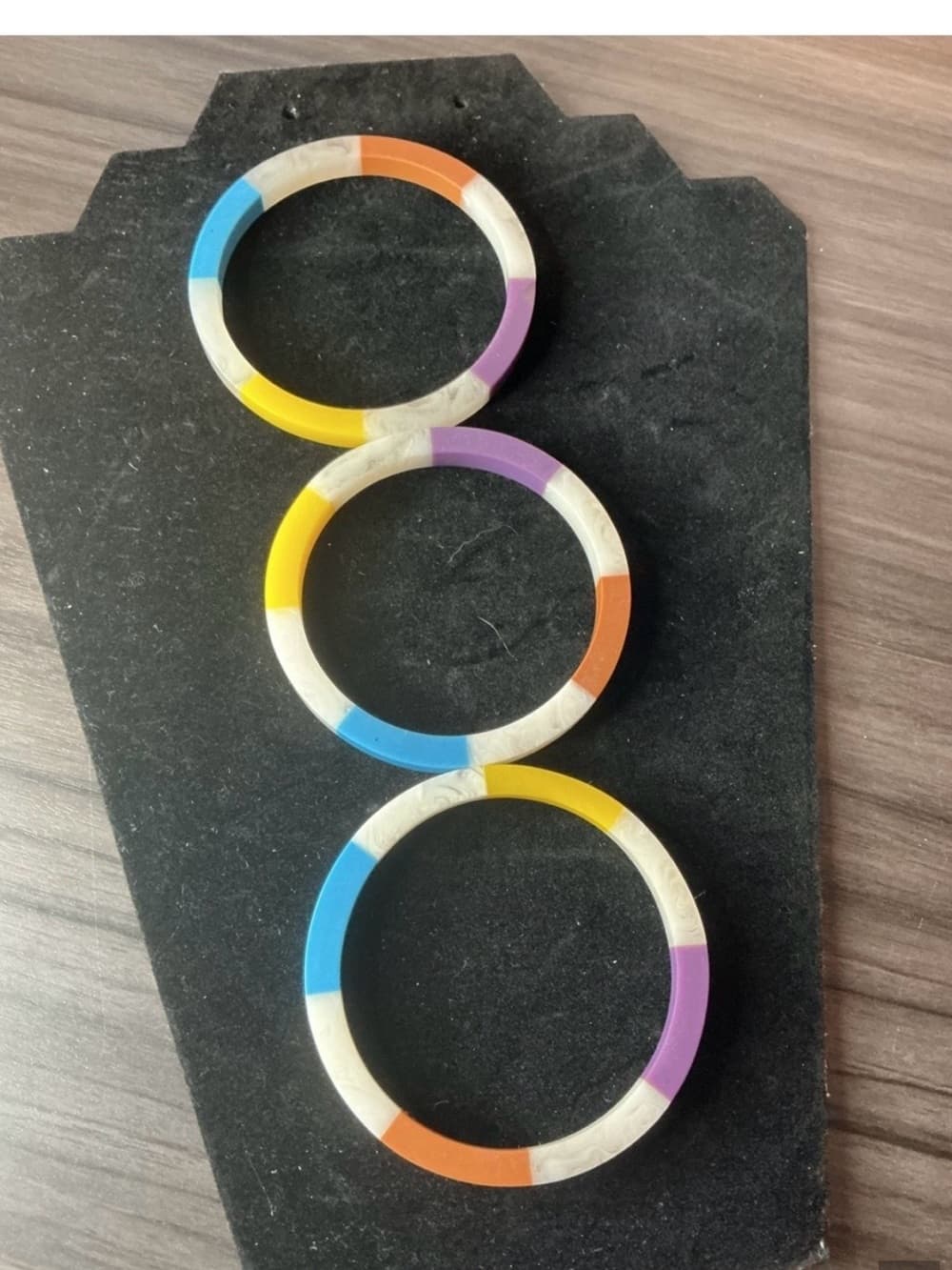 ⭐ Colorblock Resin Bangle Bracelet Set Bright Retro Stackable Boho Chic - Thumbnail 4