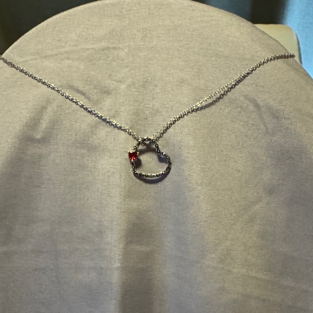 Silver and Red Pendant Necklace - Thumbnail 6