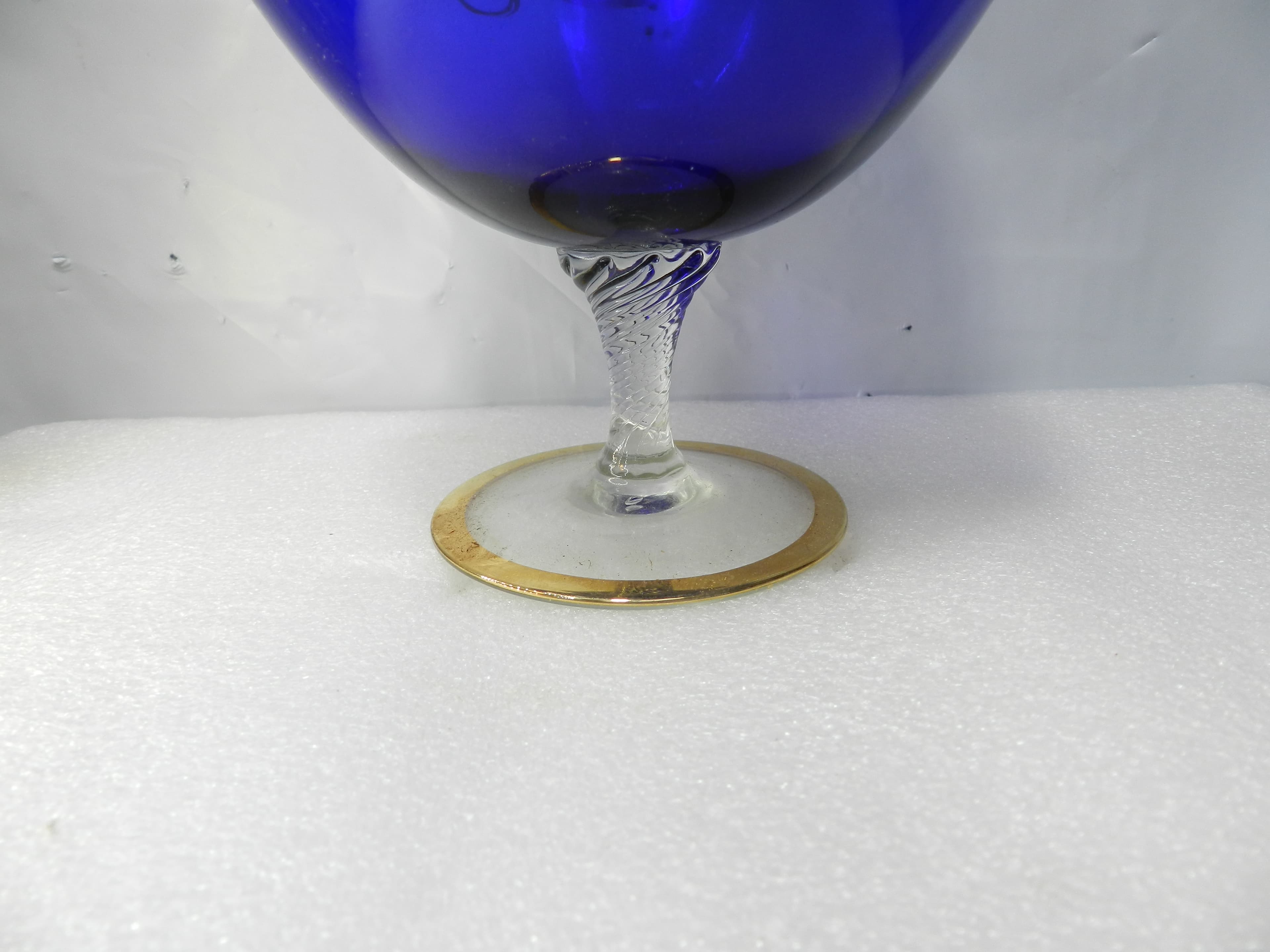 Murano Venetian Cobalt Blue/Gold Cover Candy Dish 9.5" tall Hand painted  N28J - Thumbnail 5