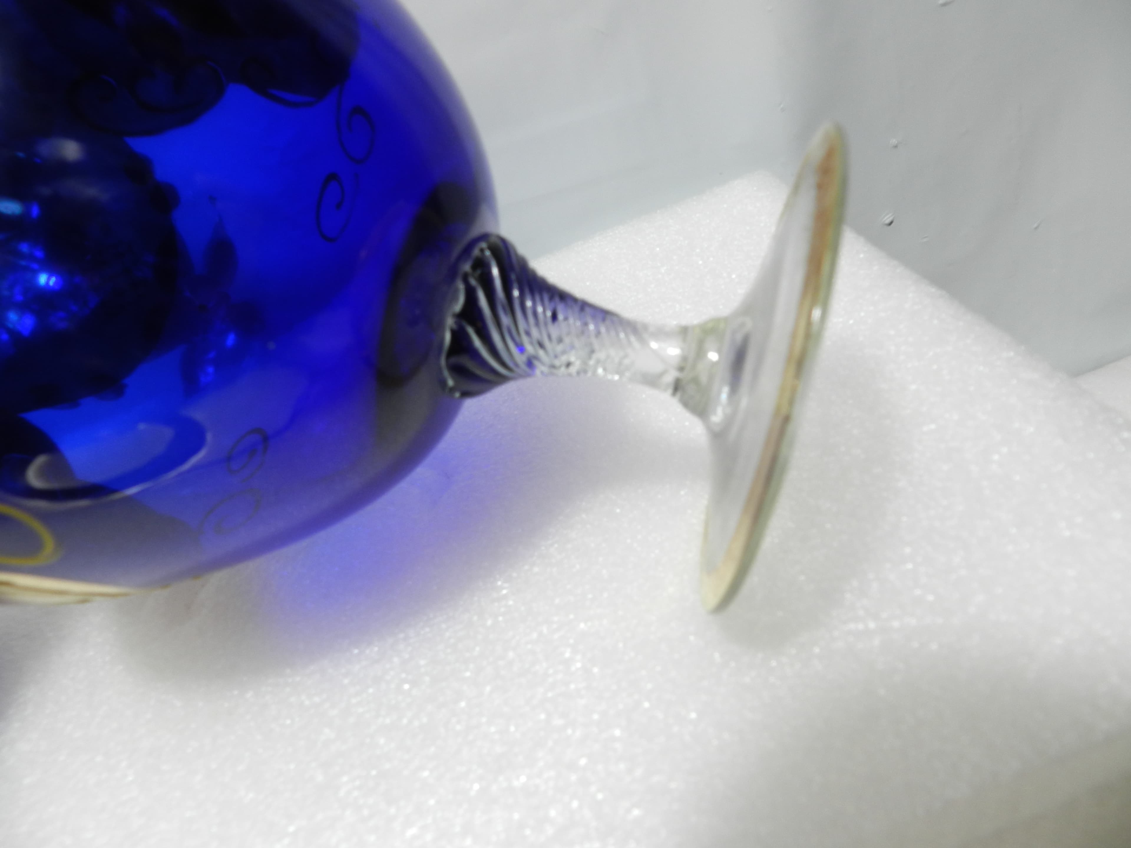 Murano Venetian Cobalt Blue/Gold Cover Candy Dish 9.5" tall Hand painted  N28J - Thumbnail 7