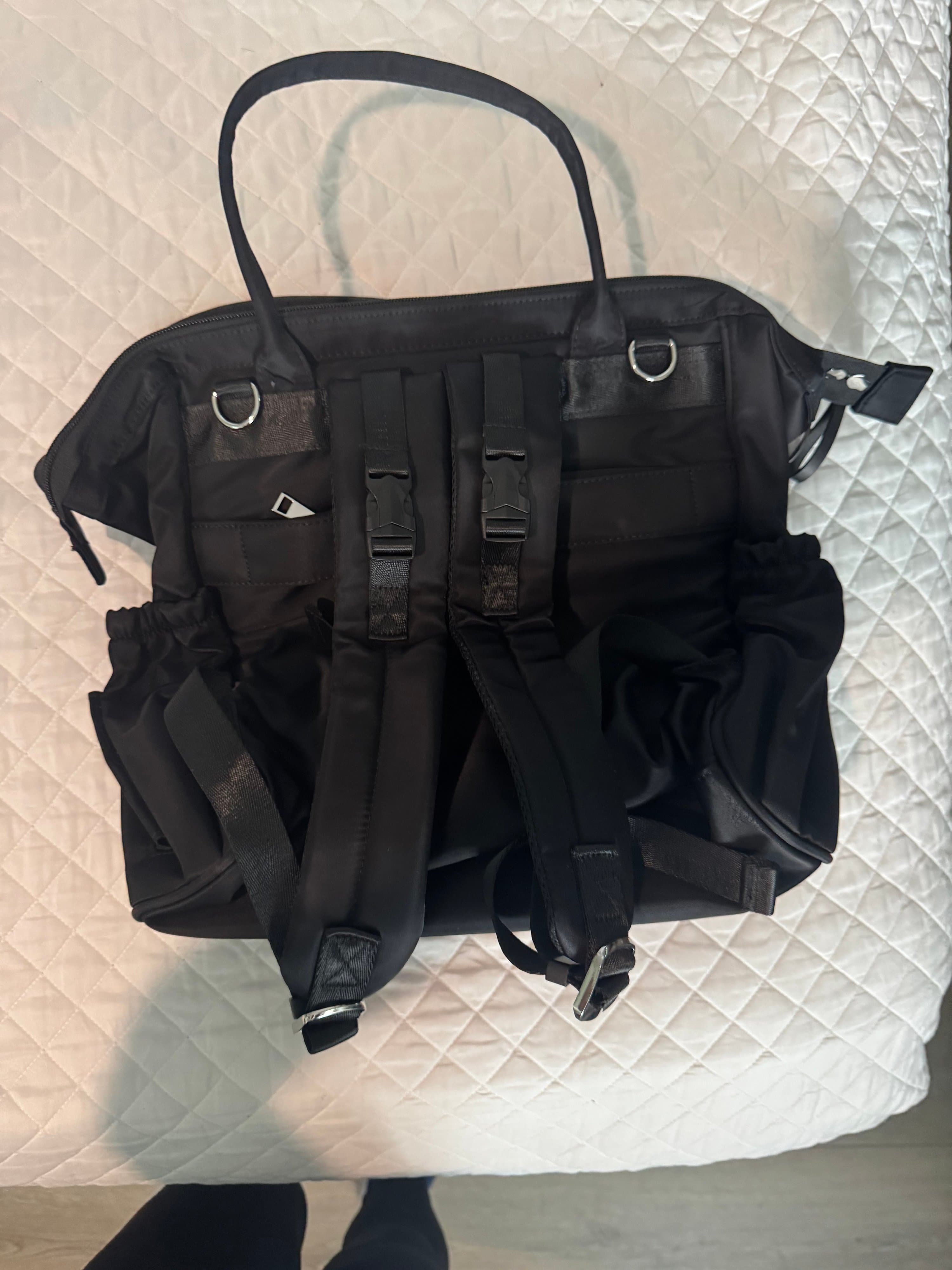 Black Convertible Diaper Bag Backpack with Stroller Straps - 14 Pockets, Insulated Bottle Holders - Thumbnail 4