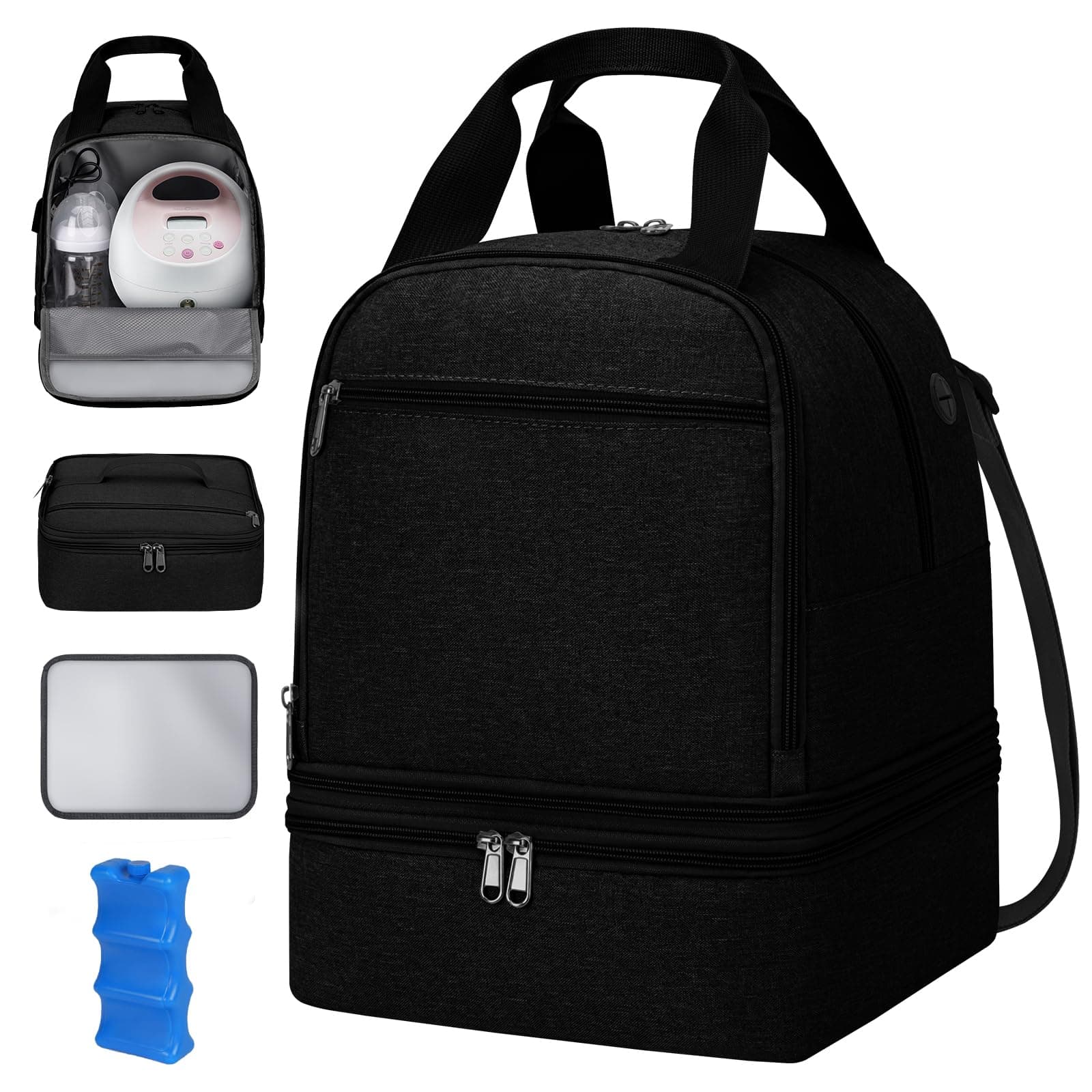 Black Diaper Bag Backpack with Charging Port - Thumbnail 5