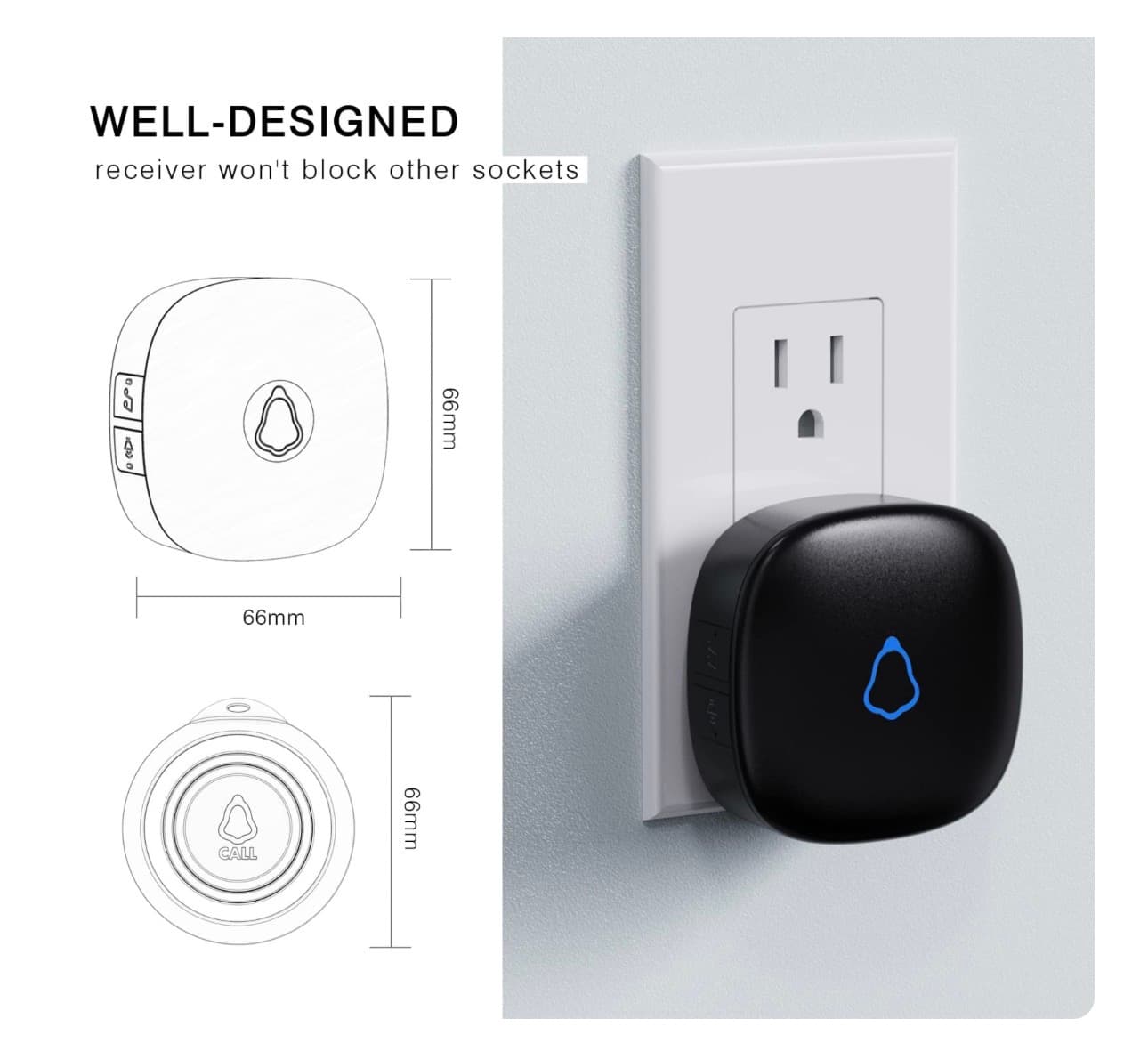 Caregiver Pager, Wireless Call Button for Seniors/Elderly at Home, 1 SOS Button + 1 Receiver Medical Life Alert System, Emergency Panic Call Bell, Help Alarm for Nurse Calling & Patient Assistance - Thumbnail 3