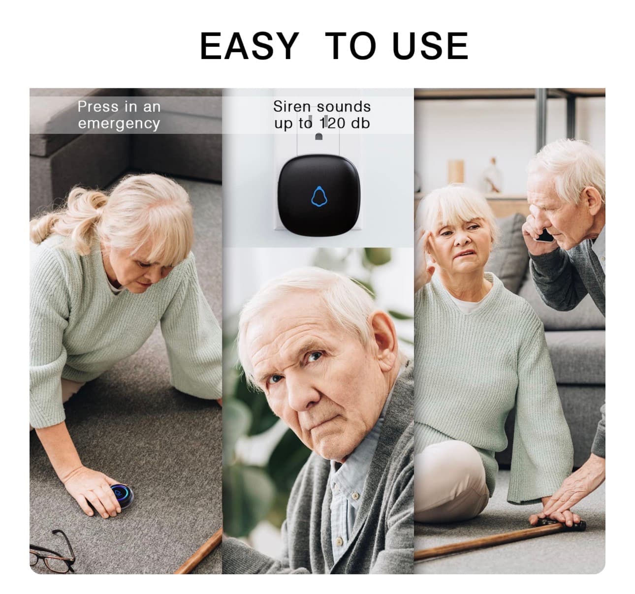Caregiver Pager, Wireless Call Button for Seniors/Elderly at Home, 1 SOS Button + 1 Receiver Medical Life Alert System, Emergency Panic Call Bell, Help Alarm for Nurse Calling & Patient Assistance - Thumbnail 5