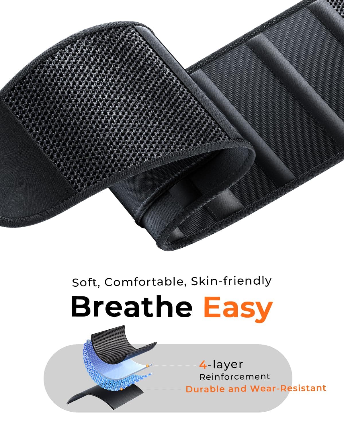 Black Ergonomic Back Support Belt with Straps - Thumbnail 4