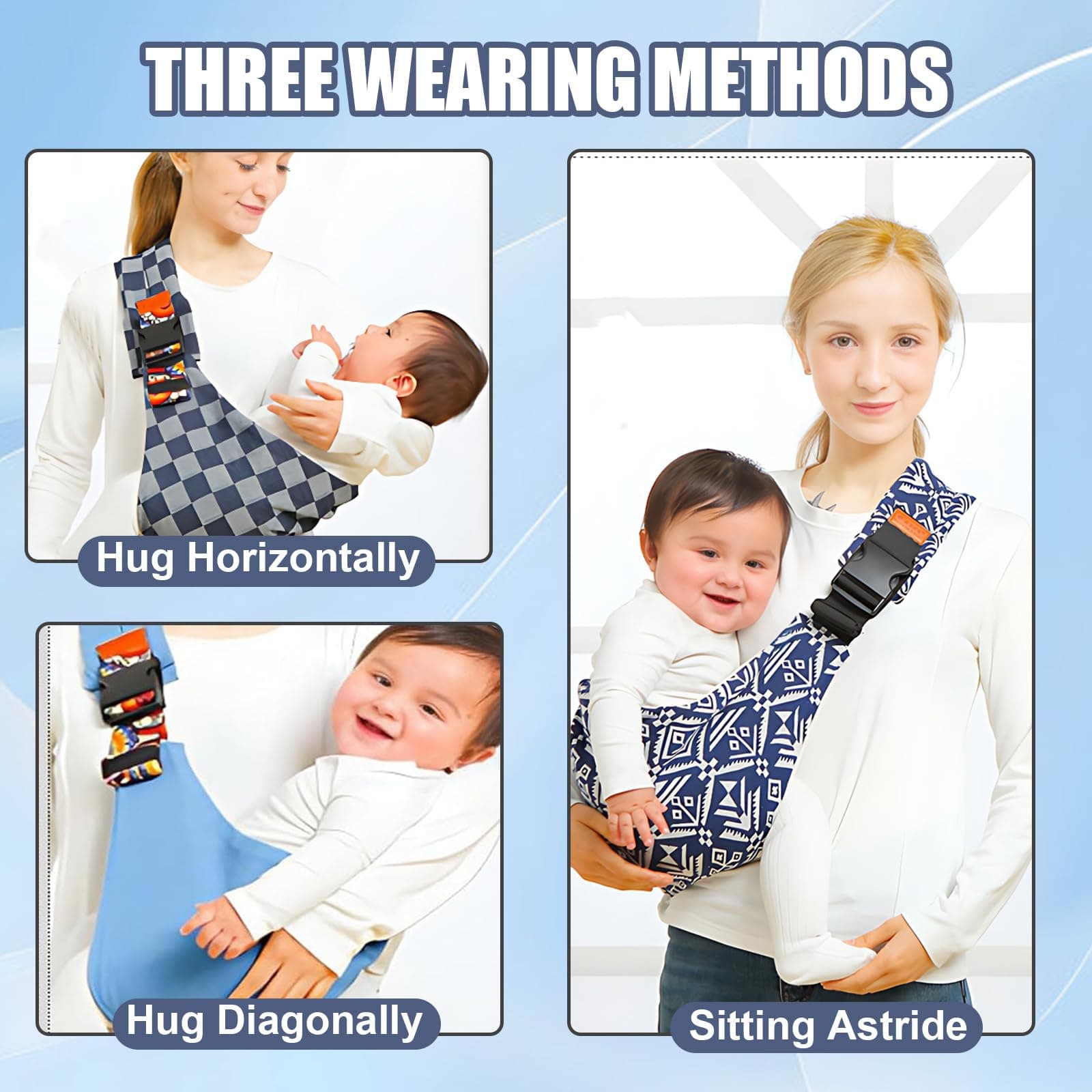 Gray Baby Sling Carrier with Safety Buckle - Thumbnail 9