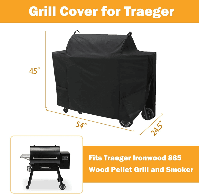 Grill Cover for Traeger Ironwood 885 Pellet Grill, Replace for Traeger BAC513 G - Thumbnail 2