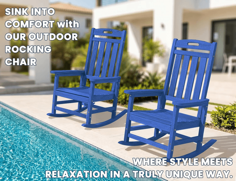 Rocking Chair, All Weather Resistant Outdoor Indoor Plastic Patio Rocke - Thumbnail 7