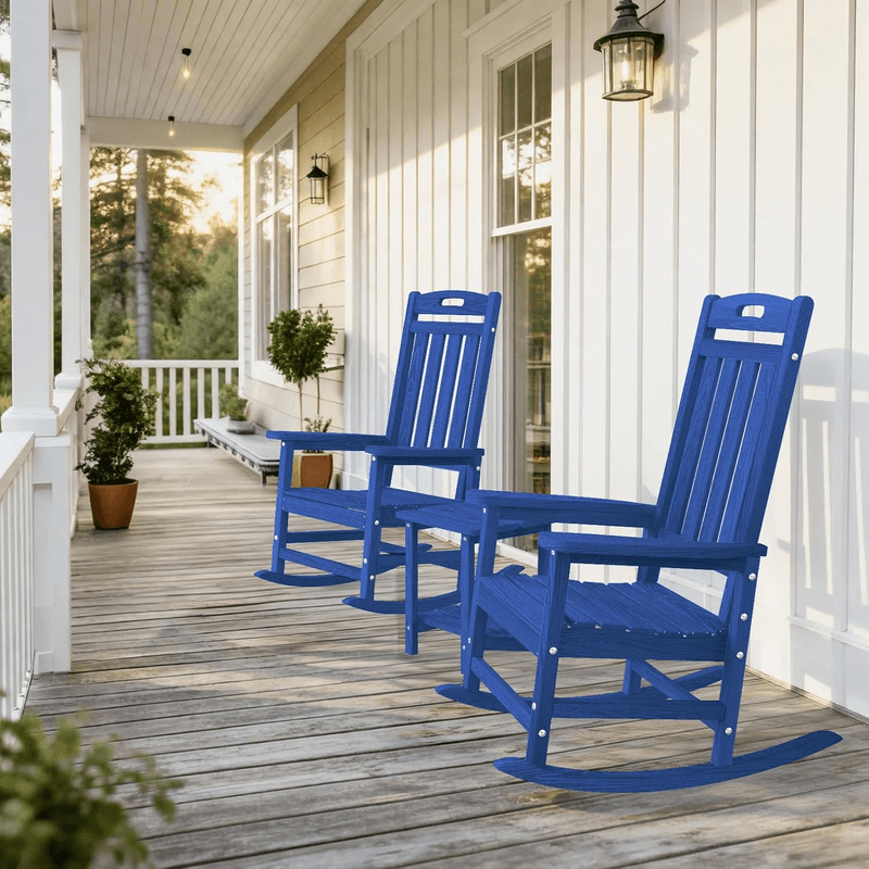 Rocking Chair, All Weather Resistant Outdoor Indoor Plastic Patio Rocke - Thumbnail 2