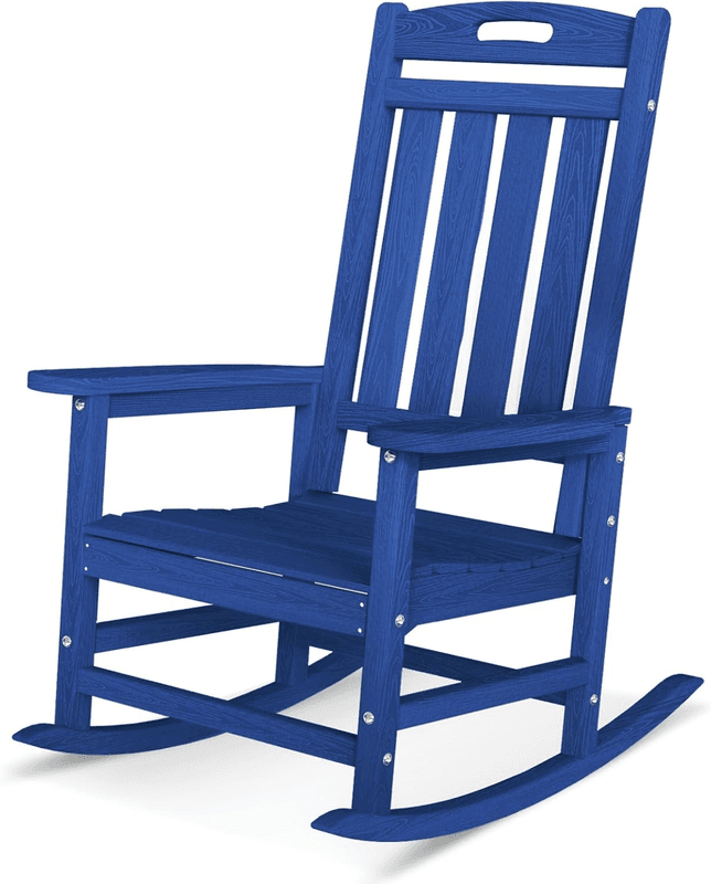 Rocking Chair, All Weather Resistant Outdoor Indoor Plastic Patio Rocke - Thumbnail 11