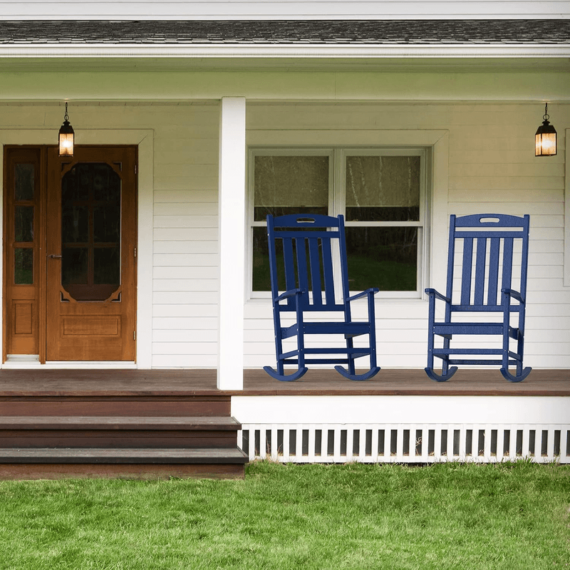Rocking Chair, All Weather Resistant Outdoor Indoor Plastic Patio Rocke - Thumbnail 8