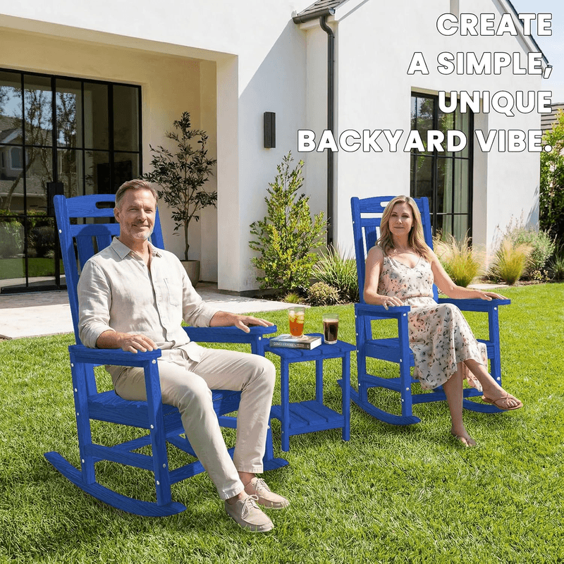 Rocking Chair, All Weather Resistant Outdoor Indoor Plastic Patio Rocke - Thumbnail 6