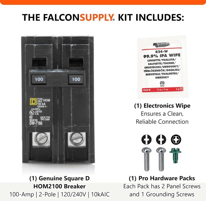 Genuine Square D HOM2100 Circuit Breaker Kit Bundle (1 Pack), 100 Amp (100A) Do - Thumbnail 6