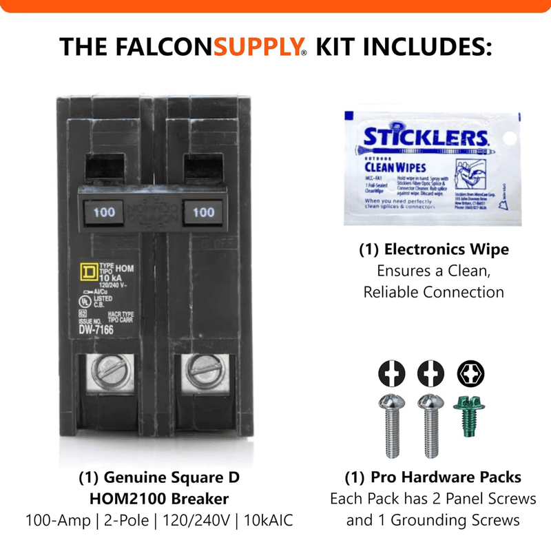 Genuine Square D HOM2100 Circuit Breaker Kit Bundle (1 Pack), 100 Amp (100A) Do - Thumbnail 5
