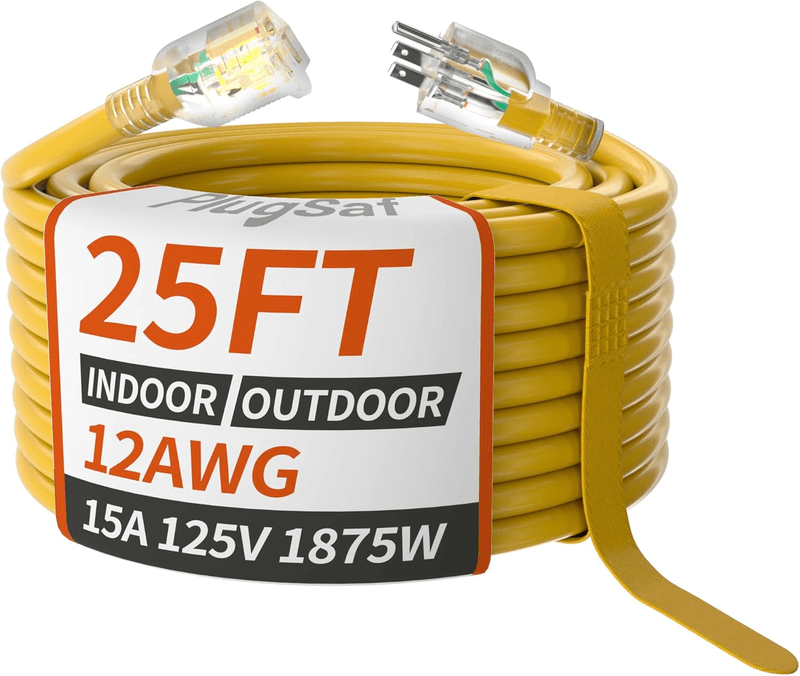 25Ft 12/3 Gauge Outdoor Extension Cord Waterproof with Lighted Indicato - Thumbnail 10