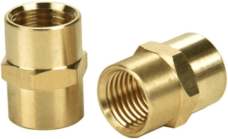 2 Pack 1/4" X 1/4" NPT Coupler, Brass Female Pipe Fitting (1/4" X 1/4" NPT Fema - Thumbnail 3