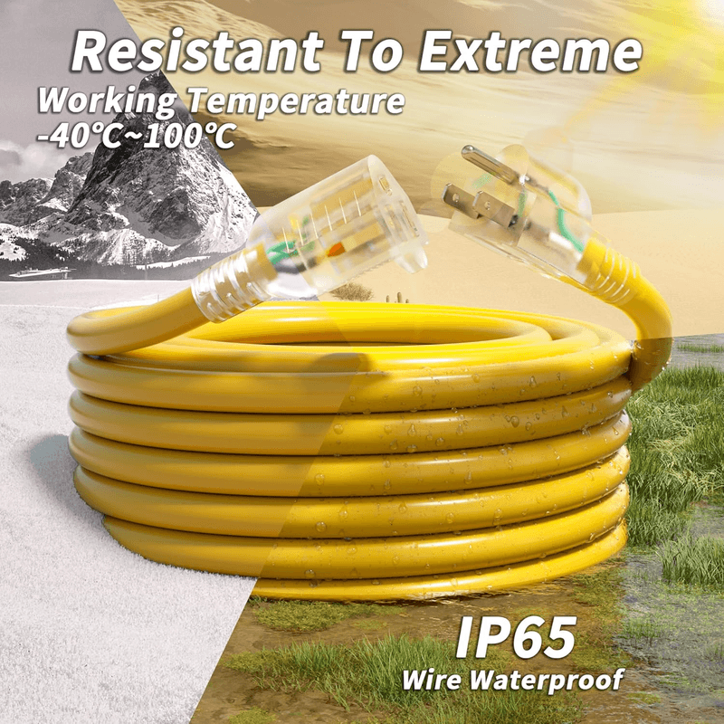25Ft 12/3 Gauge Outdoor Extension Cord Waterproof with Lighted Indicato - Thumbnail 7
