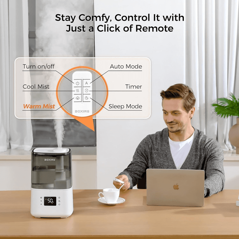 Warm and Cool Mist Humidifiers for Bedroom Large Room Home,Air Humidifier With - Thumbnail 4