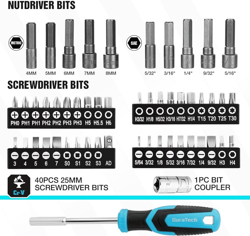 121-Piece Mechanics Tool Kits, Include Sae/Metric Sockets Set, 72-Tooth Drive R - Thumbnail 4
