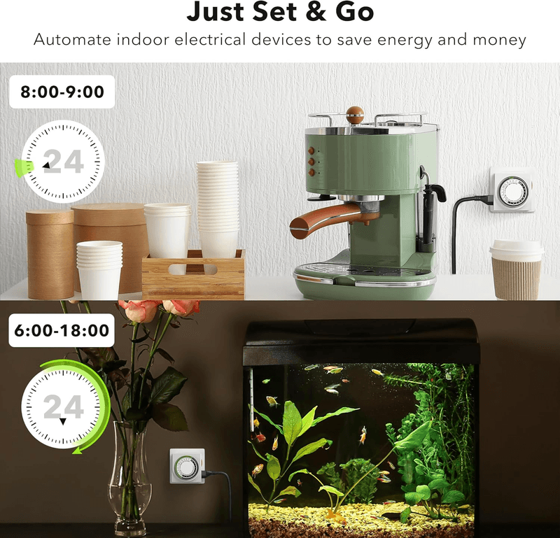 Heavy Duty Mechanical 24 Hour Timer Dual Outlet 3-Prong Accurate Indoor - Thumbnail 5