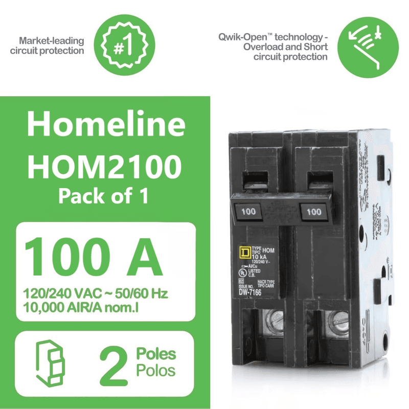 Genuine Square D HOM2100 Circuit Breaker Kit Bundle (1 Pack), 100 Amp (100A) Do - Thumbnail 2