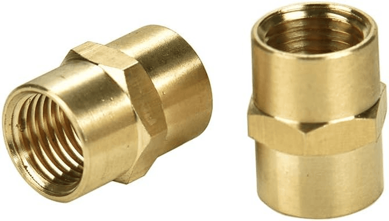 2 Pack 1/4" X 1/4" NPT Coupler, Brass Female Pipe Fitting (1/4" X 1/4" NPT Fema - Thumbnail 4