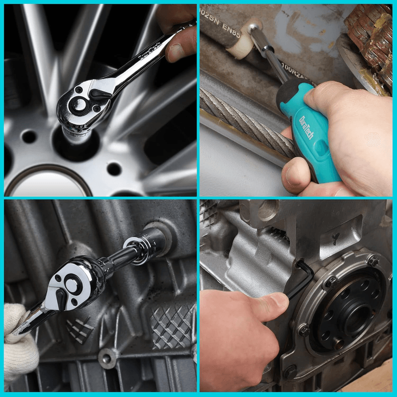 121-Piece Mechanics Tool Kits, Include Sae/Metric Sockets Set, 72-Tooth Drive R - Thumbnail 7