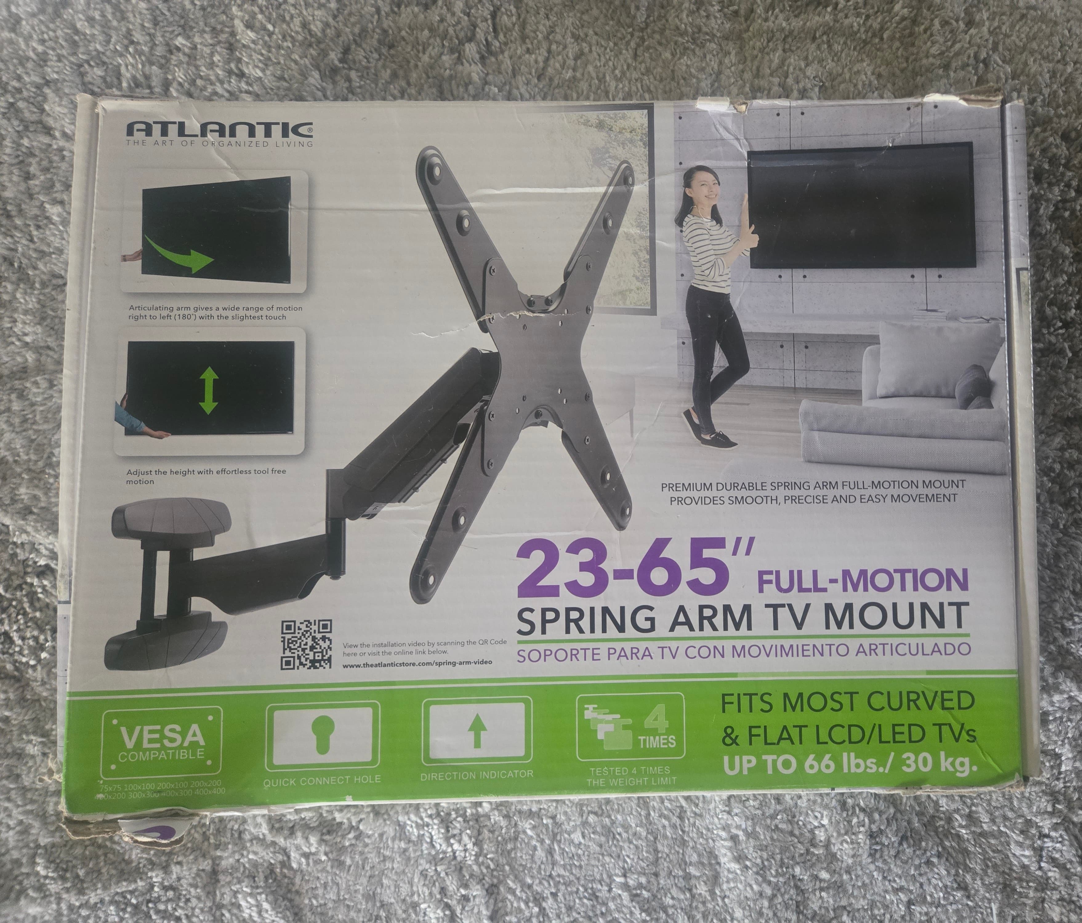 Atlantic Full-Motion Spring Arm TV Mount 23-65" VESA Compatible - Thumbnail 2