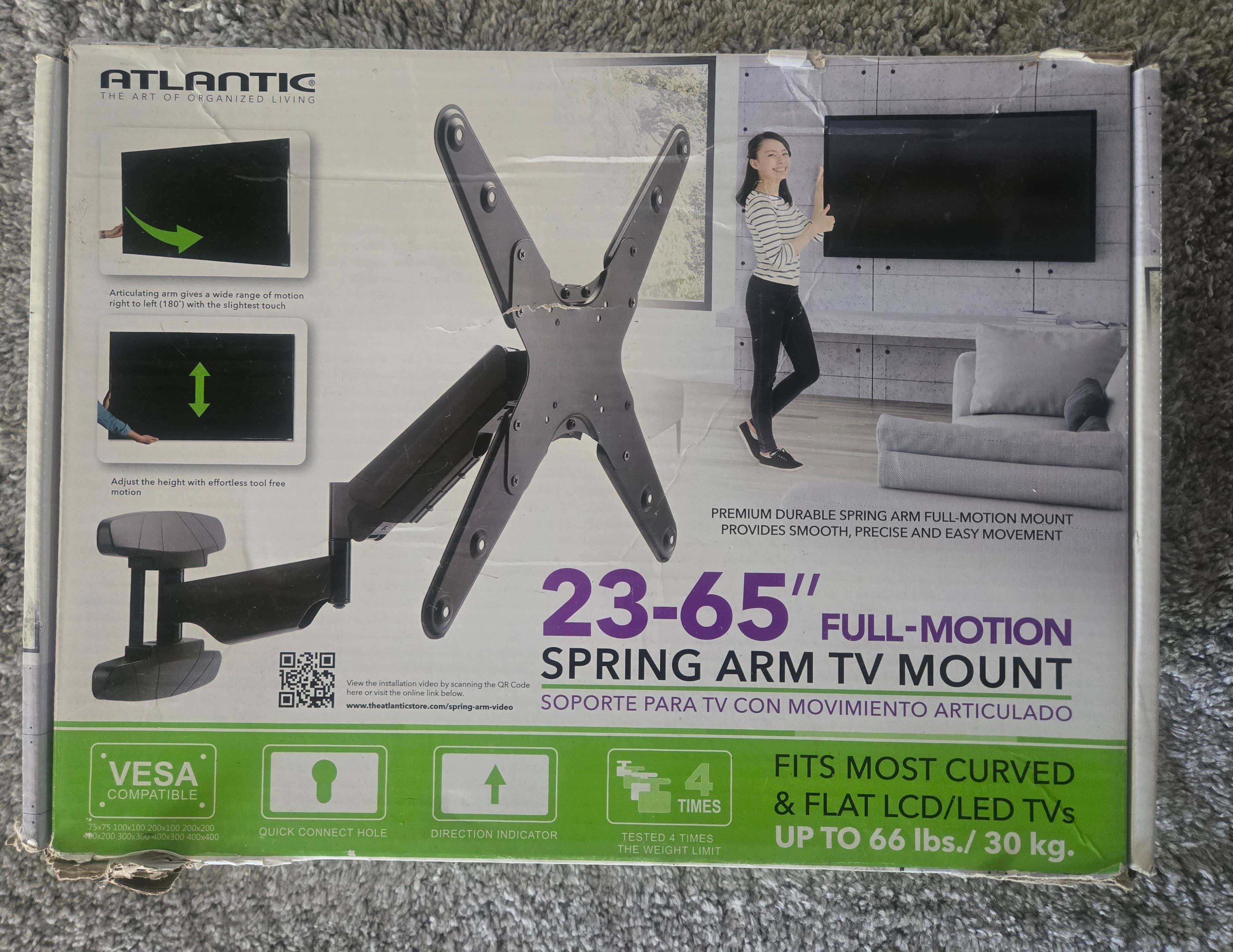 Atlantic Full-Motion Spring Arm TV Mount 23-65" VESA Compatible - Thumbnail 6