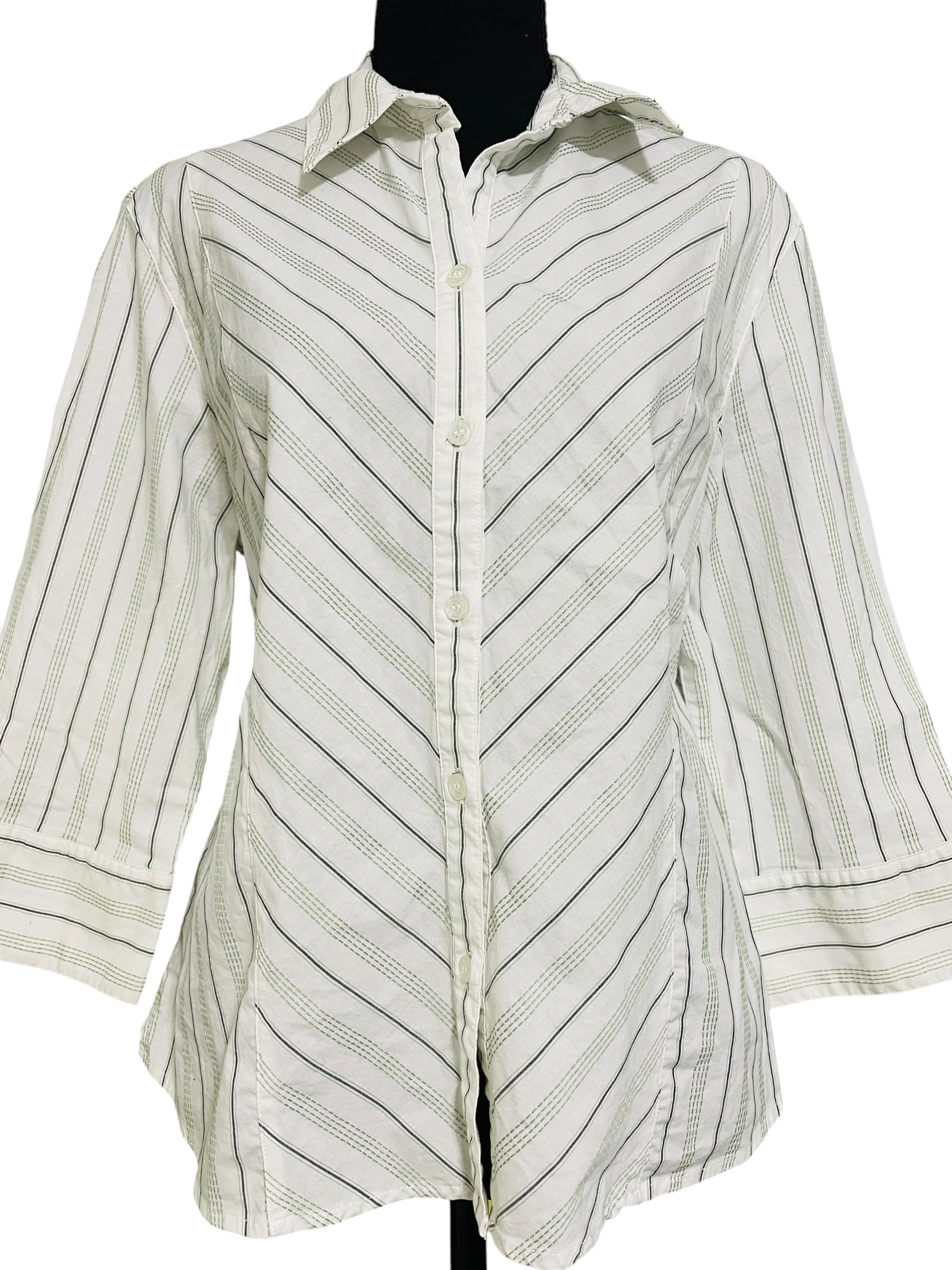 Mountain Lake Pinstriped Casual Blouse - Thumbnail 4