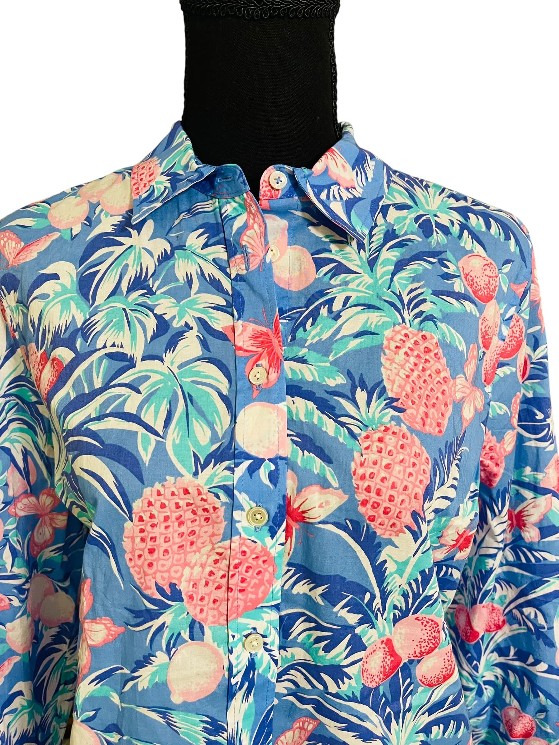 Talbots Tropical Print Long Sleeve Button Down Blouse - Thumbnail 7