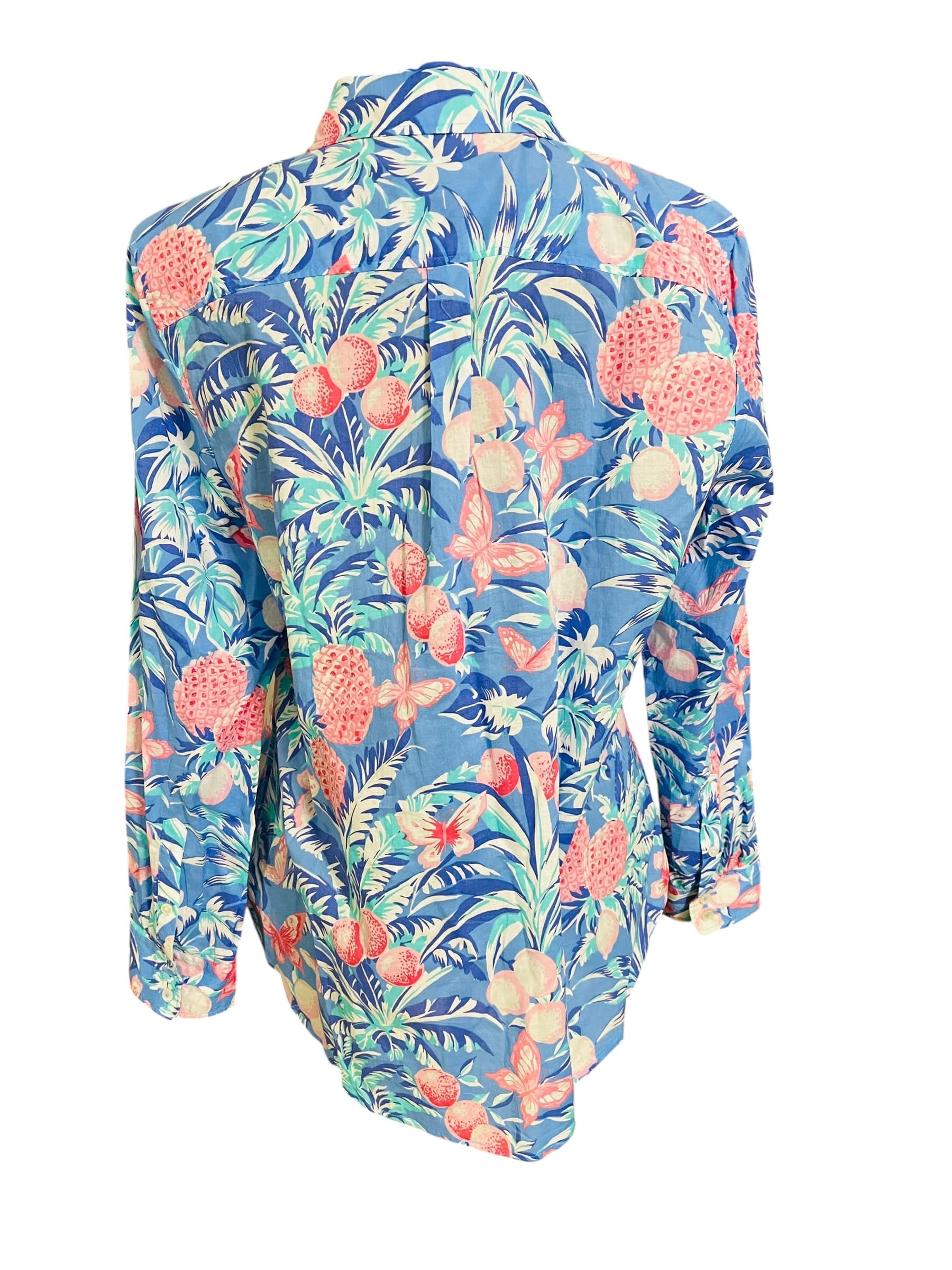 Talbots Tropical Print Long Sleeve Button Down Blouse - Thumbnail 10