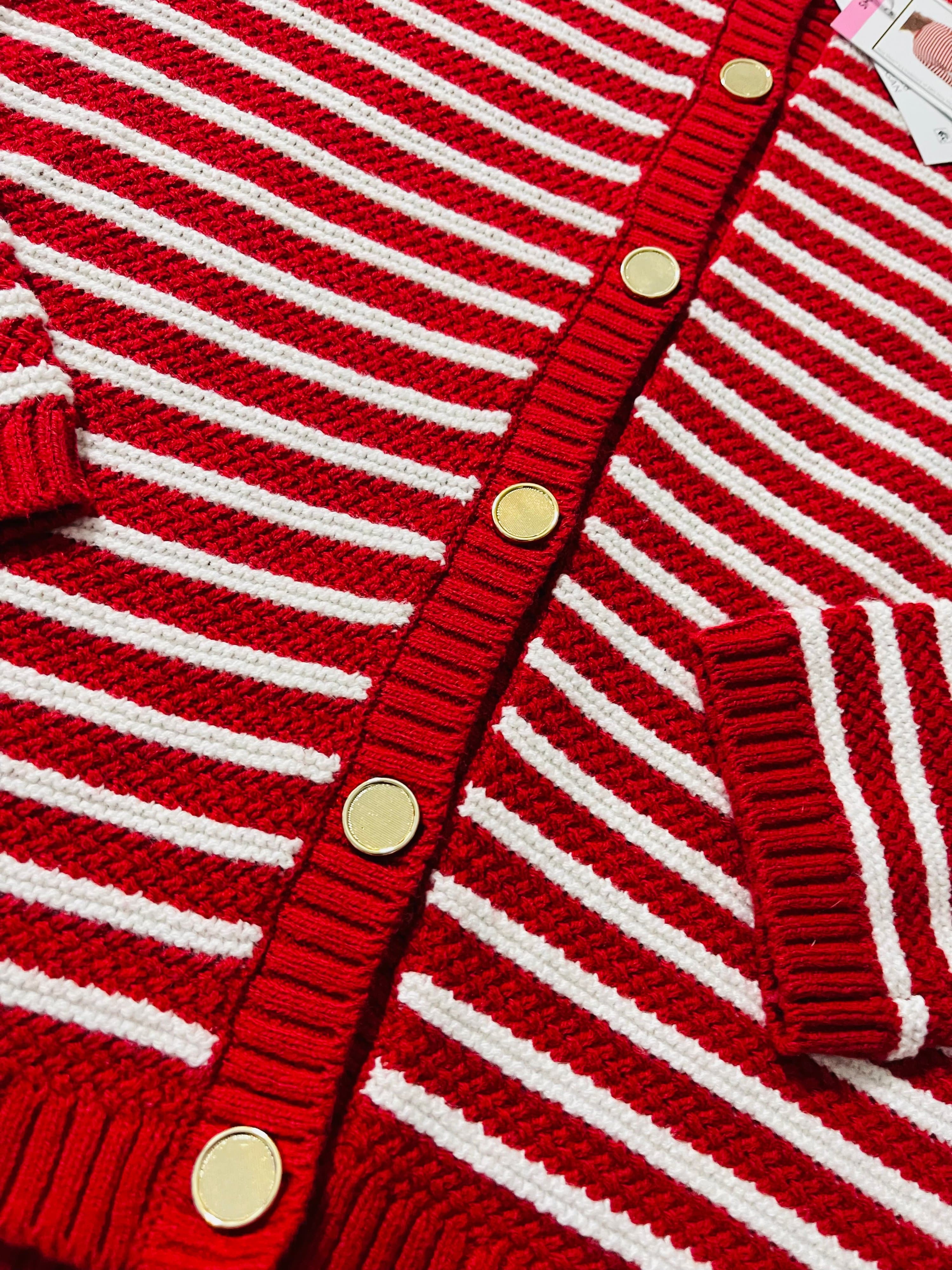 Nine West Long Sleeve Striped Cardigan - Thumbnail 6
