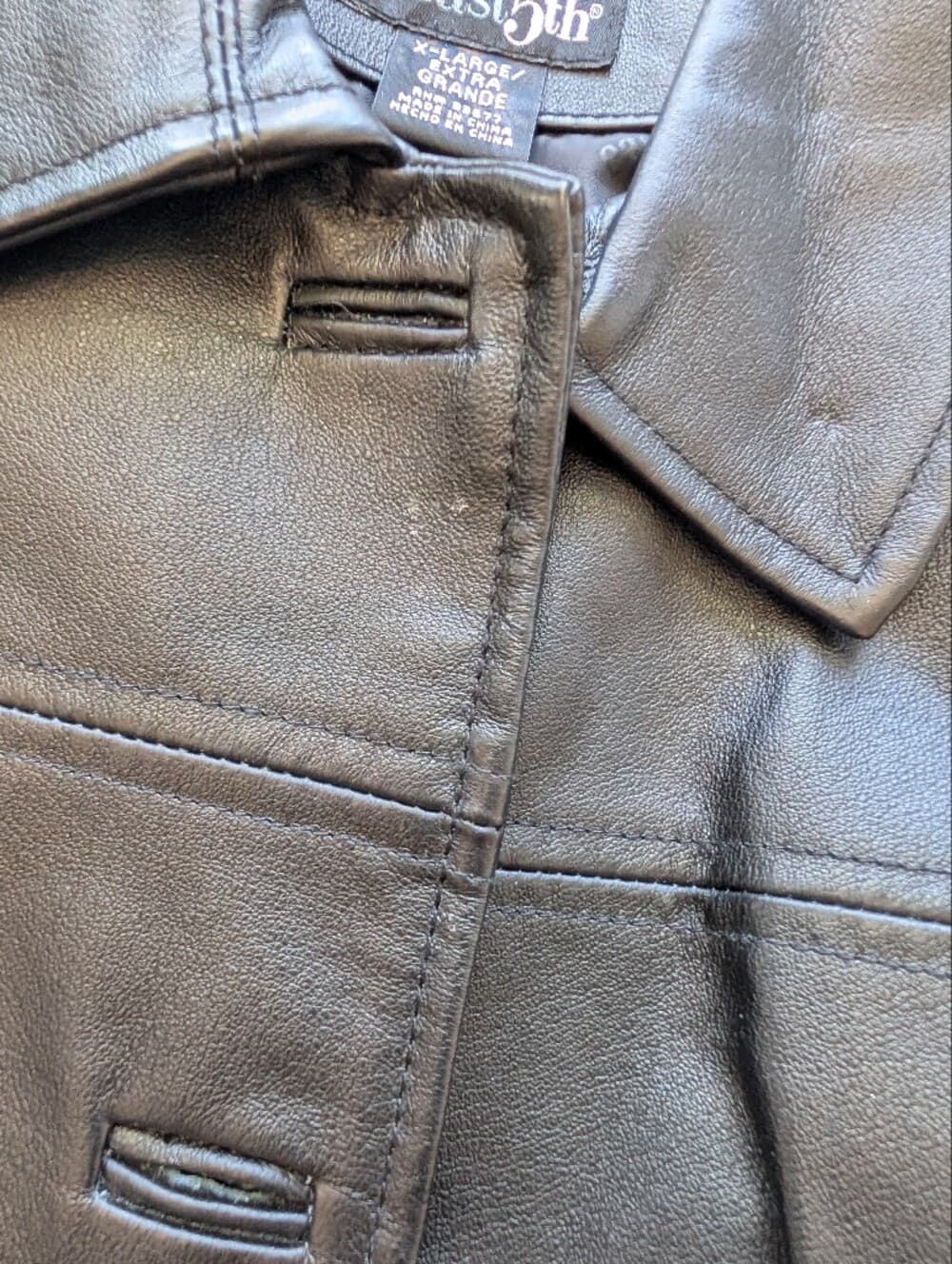 Vintage East 5th Black Leather Button Up Jacket - Thumbnail 8